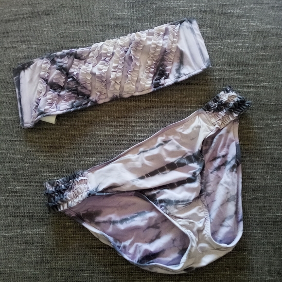 Lucky Brand bandau ruffle tie-dye bikini large - Picture 2 of 3